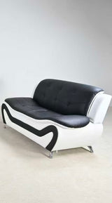 Black & White Modern Curved Living Room Set with Metal Legs