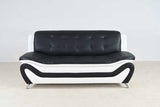 Black & White Modern Curved Living Room Set with Metal Legs
