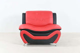 Red & Black Modern Curved Living Room Set with Metal Legs