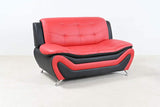 Red & Black Modern Curved Living Room Set with Metal Legs