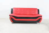 Red & Black Modern Curved Living Room Set with Metal Legs