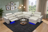 Cream 7 Piece Power Reclining Sectional with LED, Chaise & Storage