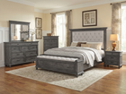 6-Piece Gray Upholstered Bedroom Set with Dresser, Mirror & Nightstand