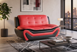 Red & Black Wave Design Accent Chair with Tufted Back