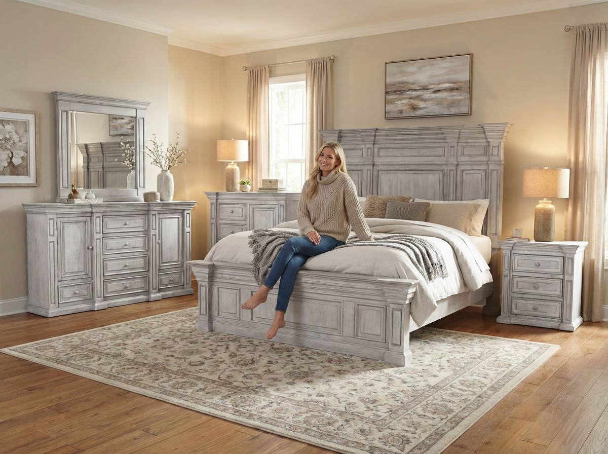 Farmhouse Aspen Gray Solid Wood 6-Piece Bedroom Set