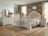 Magnolia Savanna White Farmhouse 6‑Piece Bedroom Set with Storage Footboard Bench