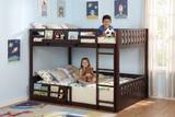 Espresso Full-Over-Full Bunk Bed with Built-In Bookshelf, Guardrail, and Ladder