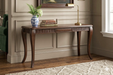 Traditional Dark Wood Sofa Table with Curved Legs