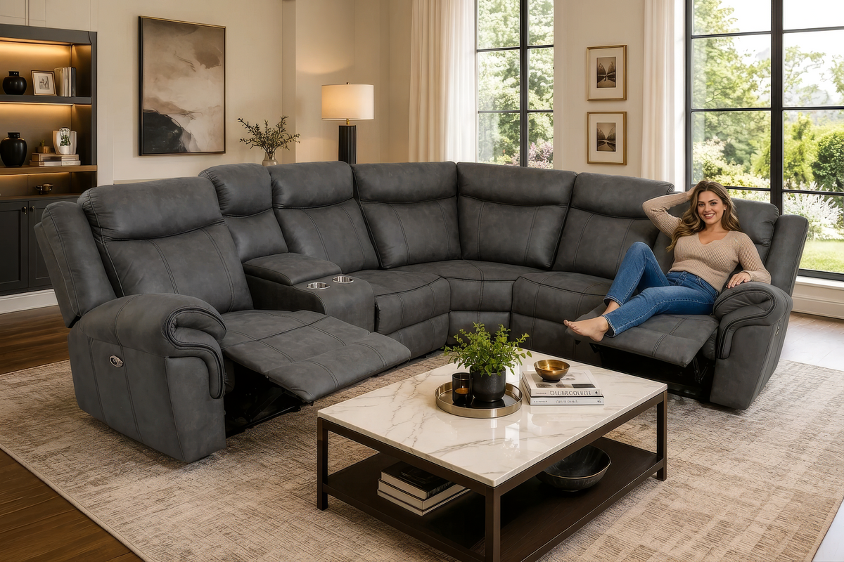 Galloway Gray 3-Piece Power Reclining Sectional with Console