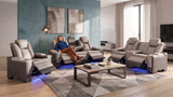 Beige Power Reclining 3-Piece Living Room Set with LED Lights & Speakers