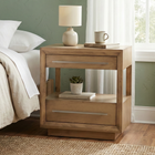 Durango Fondo Moka Modern 2-Drawer Nightstand with Open Shelf & Long Silver Pulls