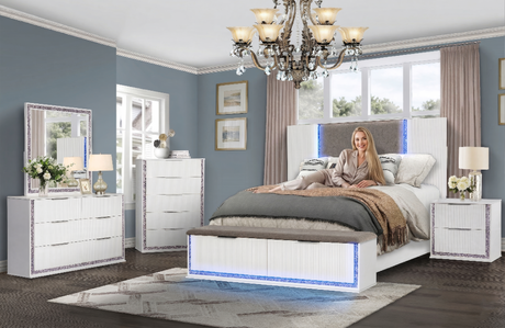 Aurora White LED 6-Piece Bedroom Set with Storage - view 2