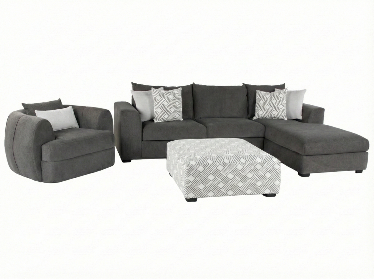 Dark Grey 2-Piece Sectional Sofa with Right-Facing Chaise