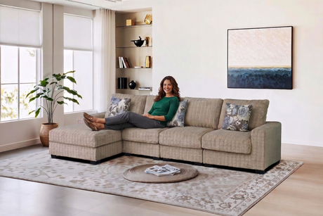 Yopin Dark Beige 3-Piece Sectional Sofa with Chaise and Pillows - view 8
