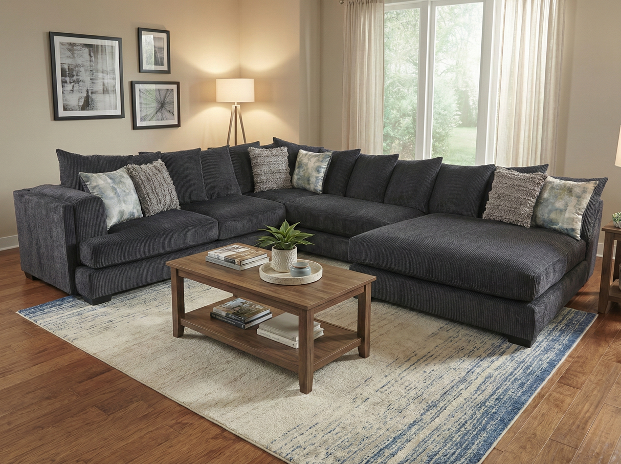 Charcoal 3-Piece Modern U-Shaped Sectional Sofa