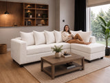Modern Beige Ribbed 2 Piece L-Shaped Sectional Sofa with RAF Chaise