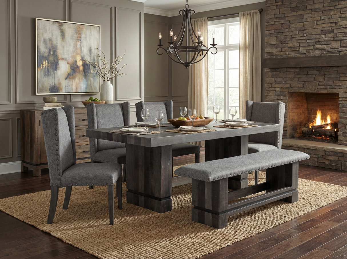Westminister 6-Piece Modern Rustic Dining Set in Multi-grey
