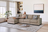 Yopin Dark Beige 3-Piece Sectional Sofa with Chaise and Pillows