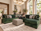 Corinthian Oversized Chenille 3‑Piece Sectional Sofa with Chaise