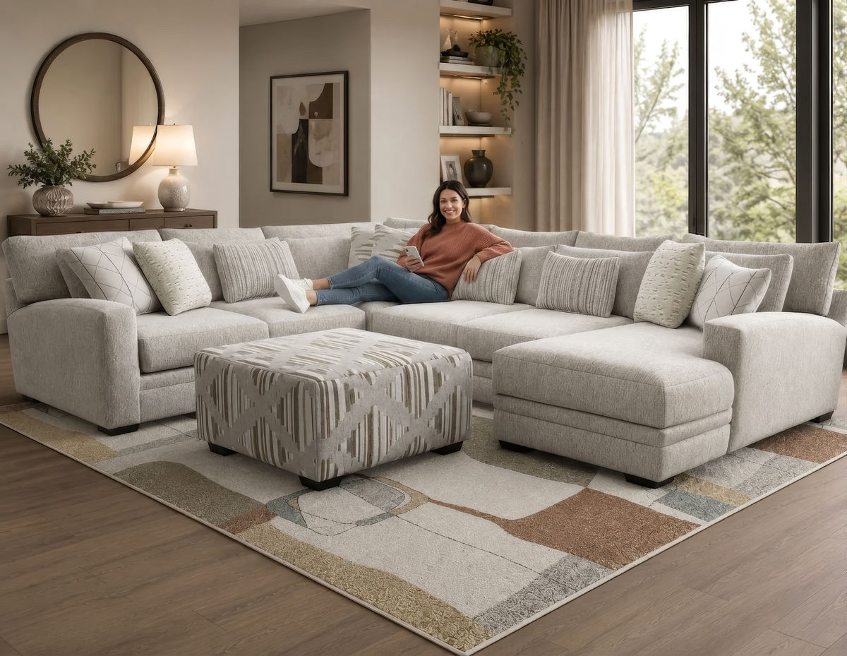 Modern Light Gray 3 Piece L-Shaped Sectional Sofa with RAF Chaise