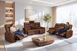 Robin Light Brown 3-Piece Power Reclining Living Room Set with LED, Bluetooth & USB