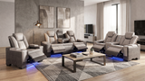 Beige Power Reclining 3-Piece Living Room Set with LED Lights & Speakers