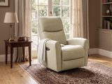 Beige Top Grain Leather Power Recliner with USB Charging