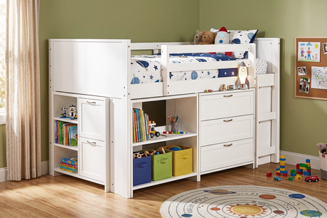 5 Piece Twin Size Low Loft Storage Bed Set