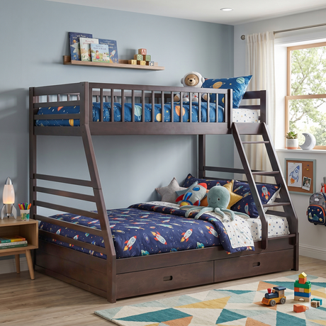 Espresso Twin Over Full Bunk Bed with Storage Drawers