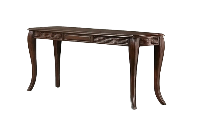 Traditional Dark Wood Sofa Table with Curved Legs