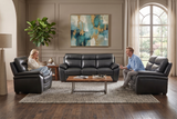 Modern Black Top Grain Leather 3-Piece Living Room Set with Sofa, Loveseat & Chair