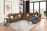 Connery Brown 4-Piece Manual Reclining Sectional with Chaise, Dual Consoles & Cup Holders