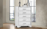 White Contemporary Glam 5-Drawer Chest w/ Textured Drawer Fronts