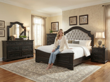 Magnolia 6-Piece Upholstered Bedroom Set in Dark Cherry