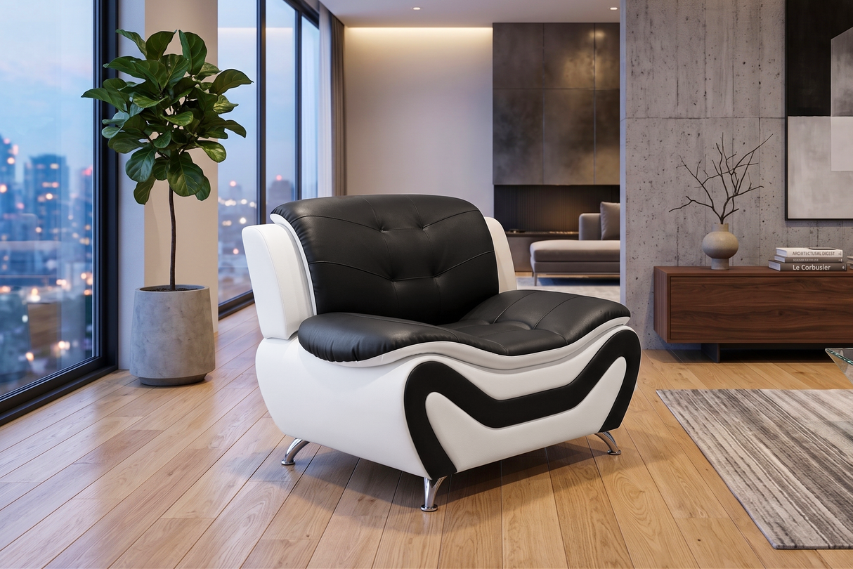 Black & White Wave Design Accent Chair
