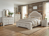 Magnolia Savanna White Farmhouse 6‑Piece Bedroom Set with Storage Footboard Bench