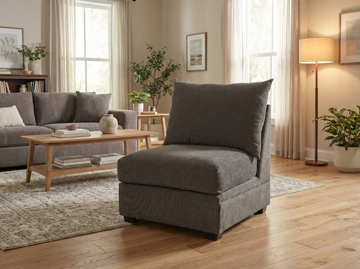 Armless Chair – Dark Grey Sectional Extension Seat