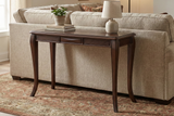 Transitional Dark Brown Sofa Table with Framed Inlay-Style Top, Fluted Apron Details & Curved Legs