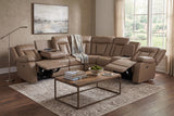 Light Brown 3-Piece Power Reclining Sectional with LED Lighting, Console & Speaker
