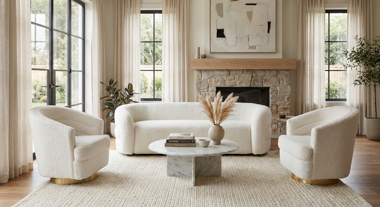 3 Piece Living Room Set - Sofa & 2 Swivel Chairs