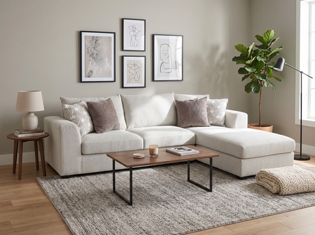 Airea Silver 2-Piece Sectional Sofa with Right-Facing Chaise