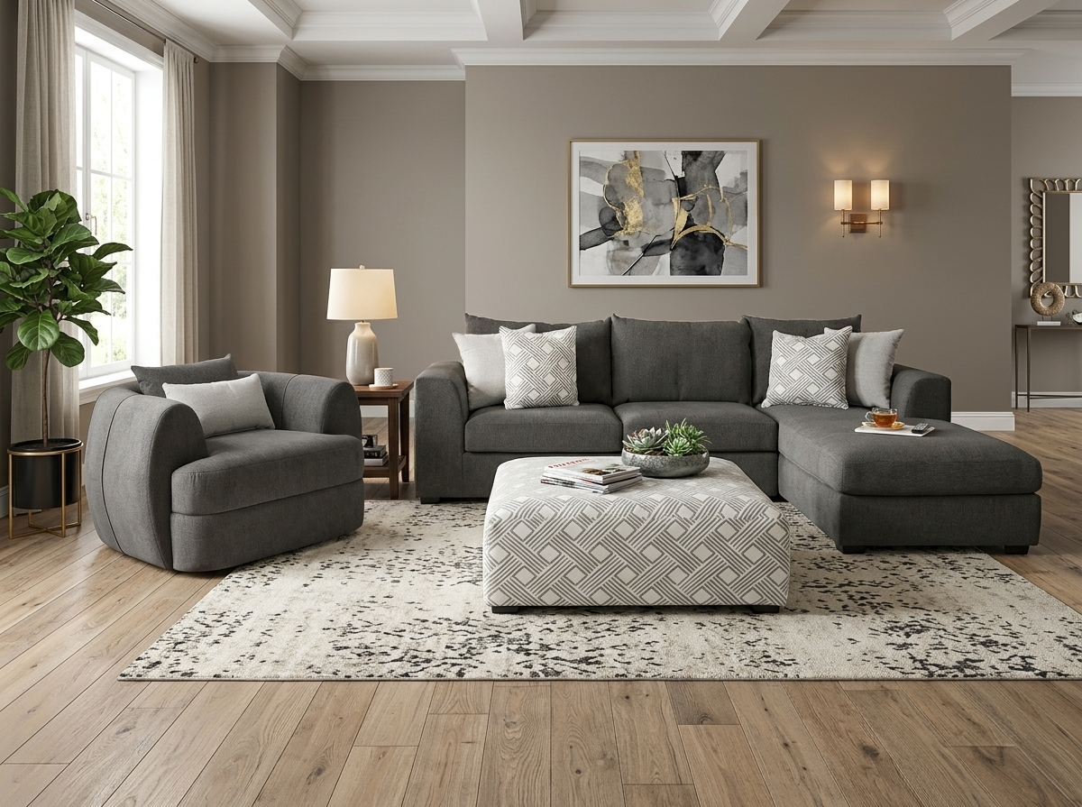 Dark Grey 2-Piece Sectional with Right-Facing Chaise