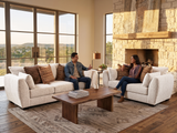 Light Neutral 2-Piece Sofa and Loveseat Set with Accent Pillow Style