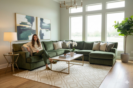 Corinthian Emerald Plush 3-Piece Sectional Sofa with Chaise - view 2