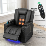 Black Diamond-Quilted Massage Recliner Chair with LED Lights