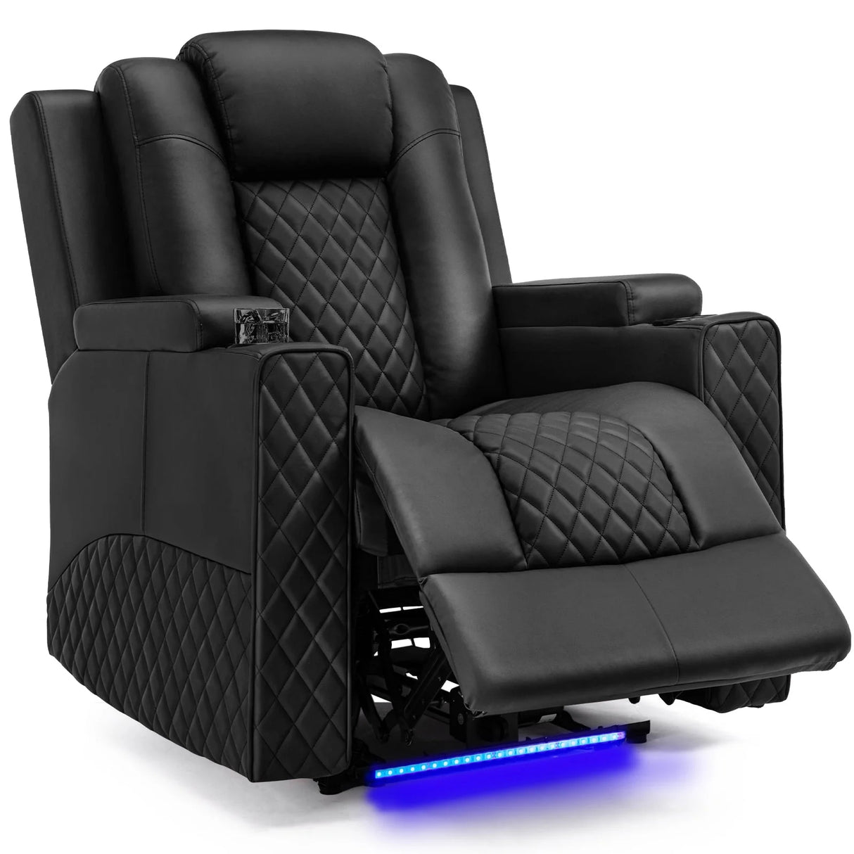 Black Diamond-Quilted Massage Recliner Chair with LED Lights