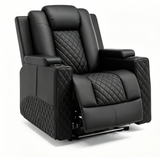 Black Diamond-Quilted Massage Recliner Chair with LED Lights