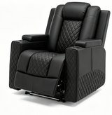 Black Diamond-Quilted Massage Recliner Chair with LED Lights