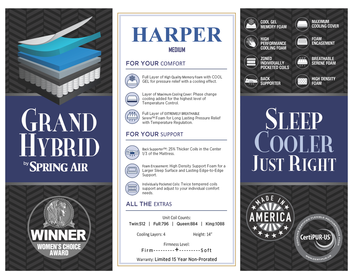 Harper Medium-Firm 14" Hybrid Mattress