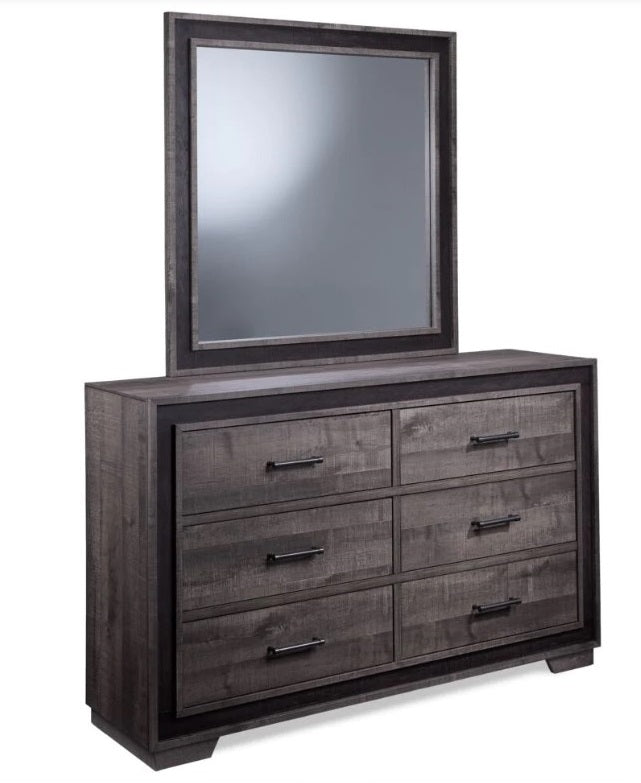 Gray Panel Bedroom Set with Dresser, Mirror & Nightstand